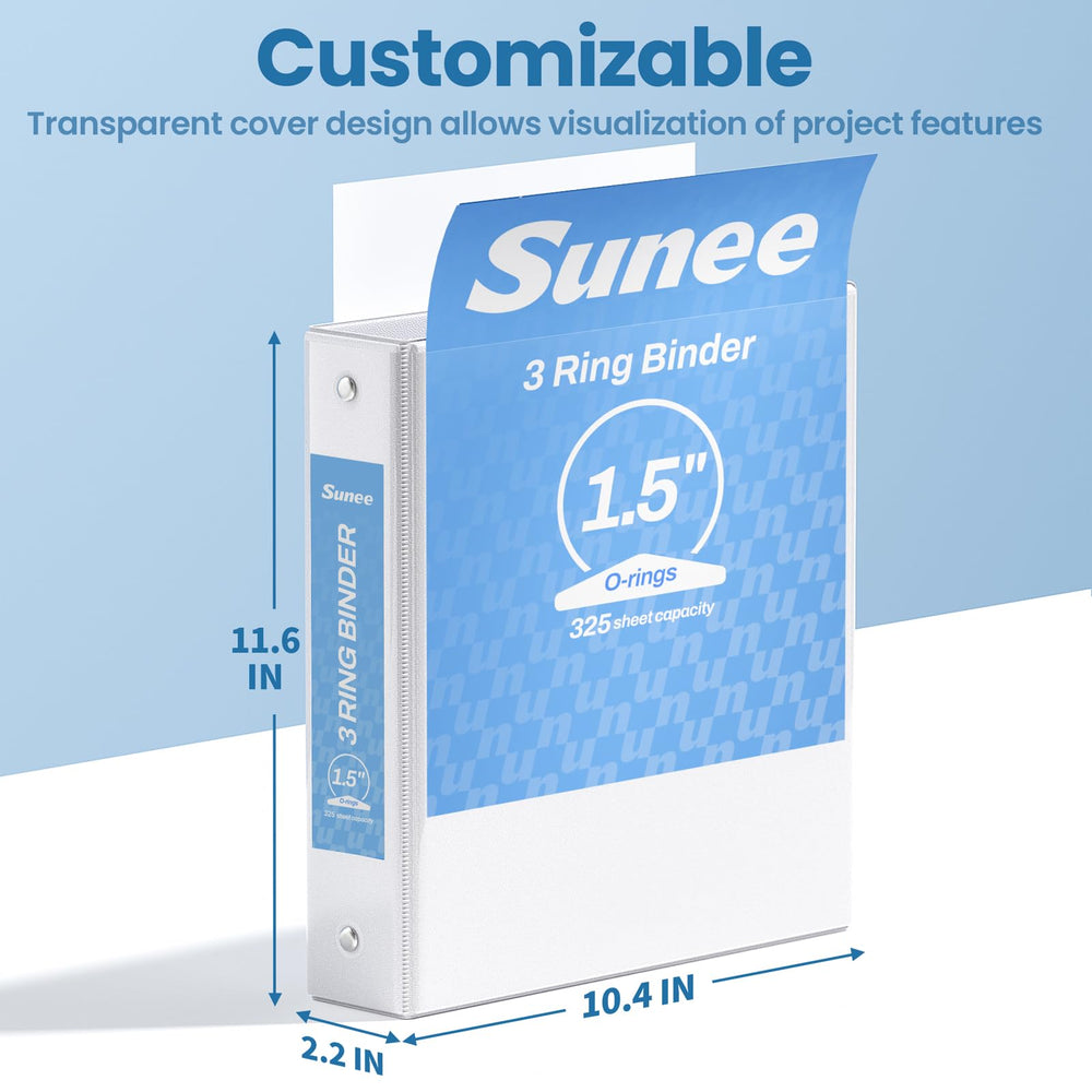 SUNEE binder with scale comparison demonstrating compact, medium capacity