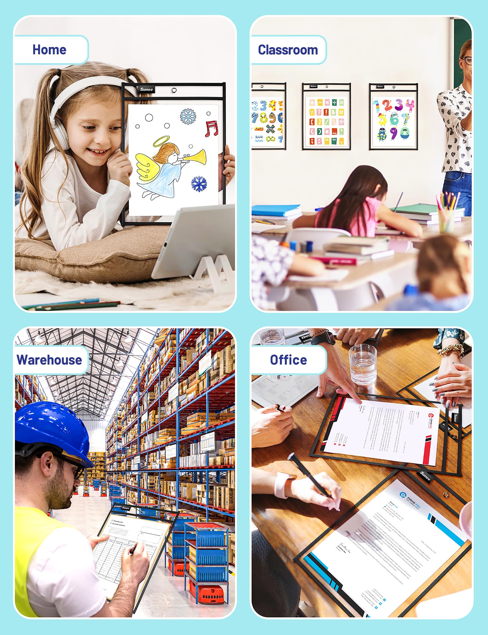 SUNEE classroom lifestyle usage with students using pockets for practice and saving paper