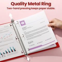 SUNEE close-up of dual-button 3-inch ring mechanism for easy page access and security