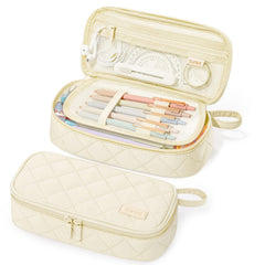 SUNEE cream pencil case front view showing neat storage benefit
