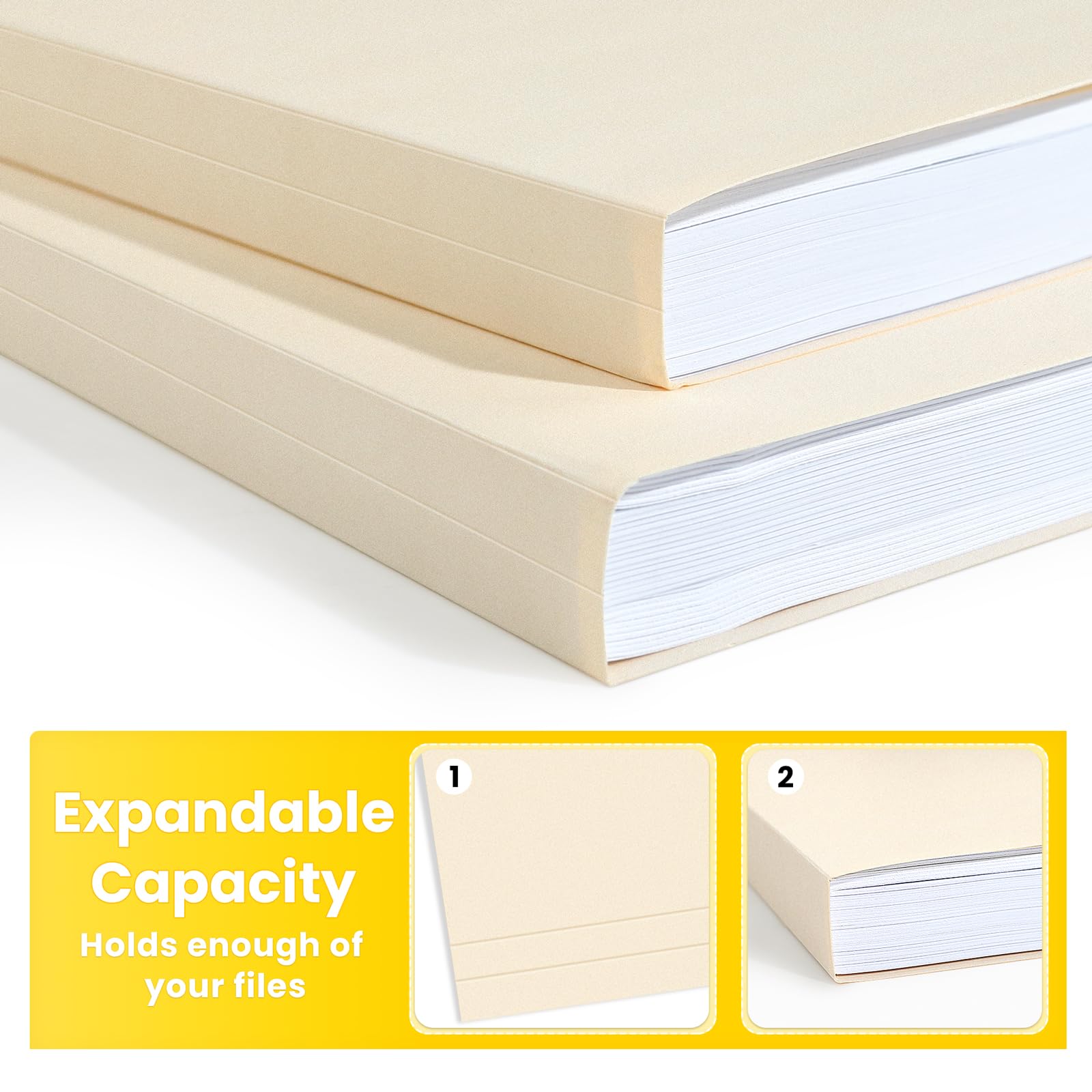 SUNEE open folder flat showing letter-size interior protecting documents