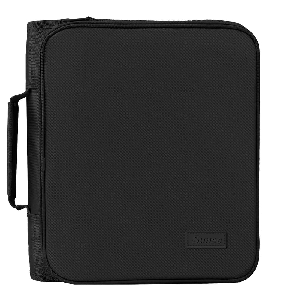 SUNEE front view of closed zippered binder showing compact protection and handle
