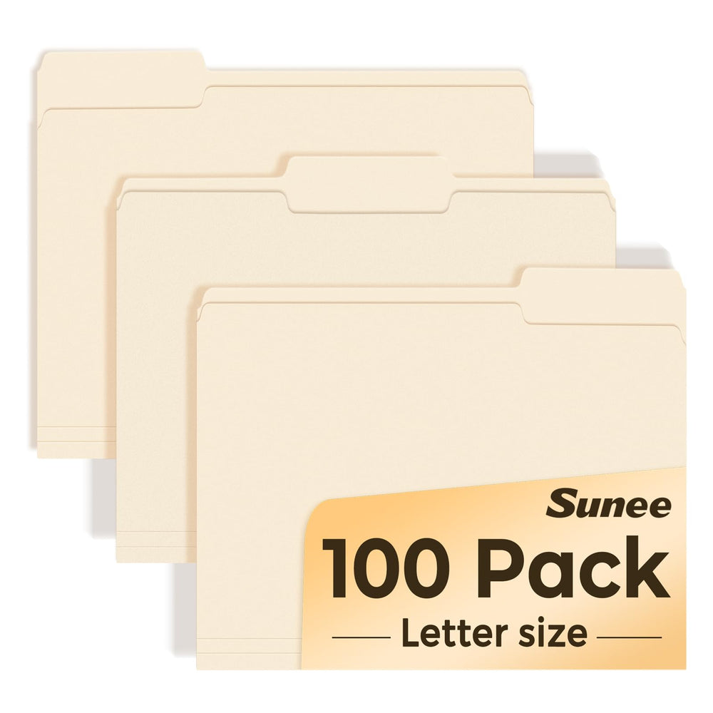 SUNEE front packaging showing pack of 100 folders and brand name for bulk storage