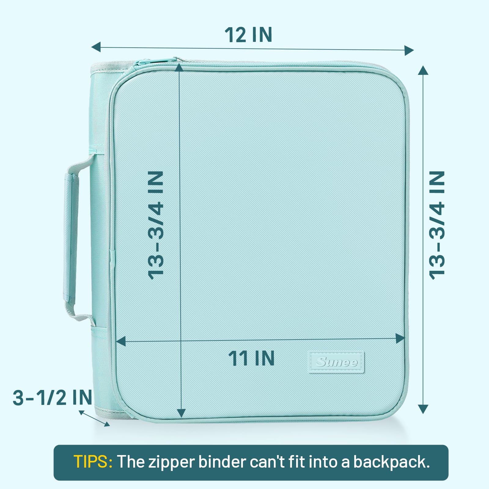 SUNEE binder in use with pens, calculator and notebooks for easy organization