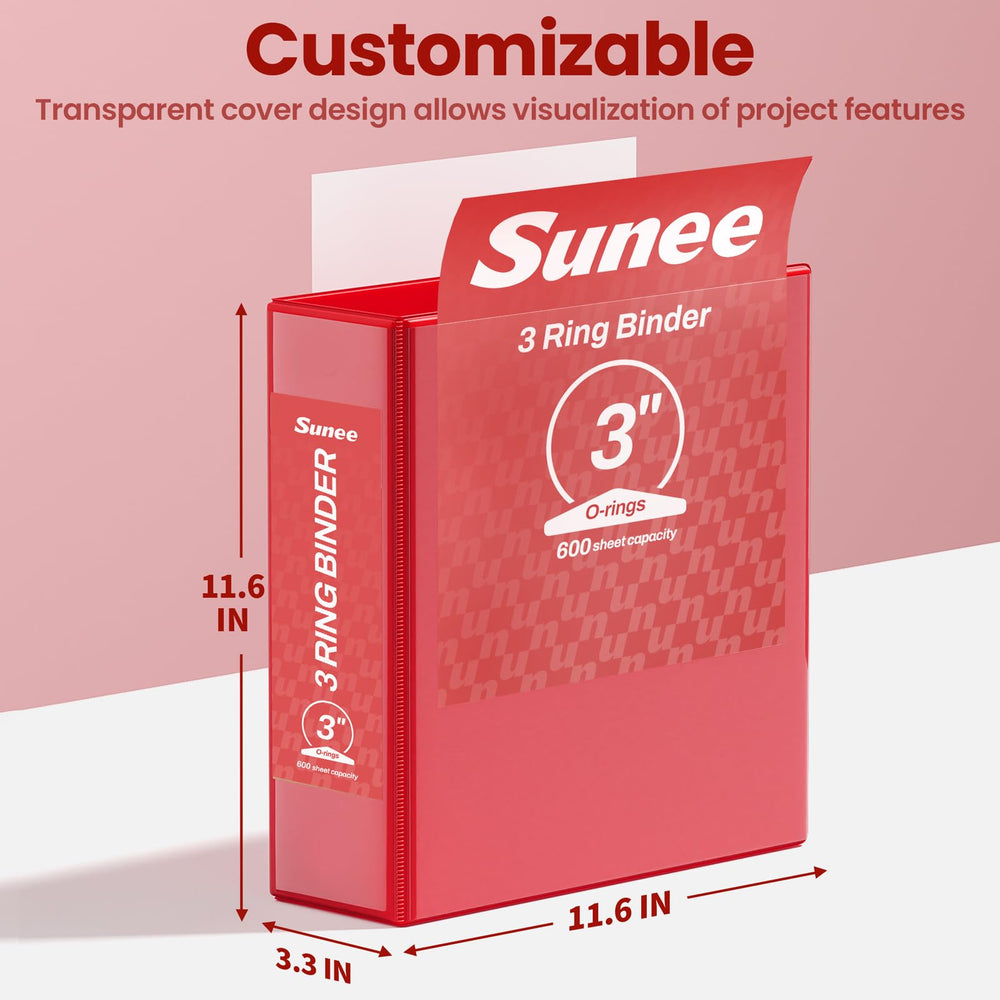 SUNEE binders arranged on a desk with supplies showing professional home or office use