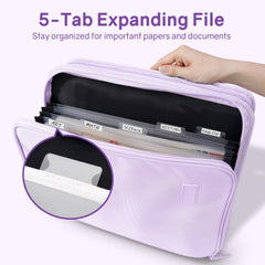 SUNEE open binder interior with dividers and expanding file for organized storage