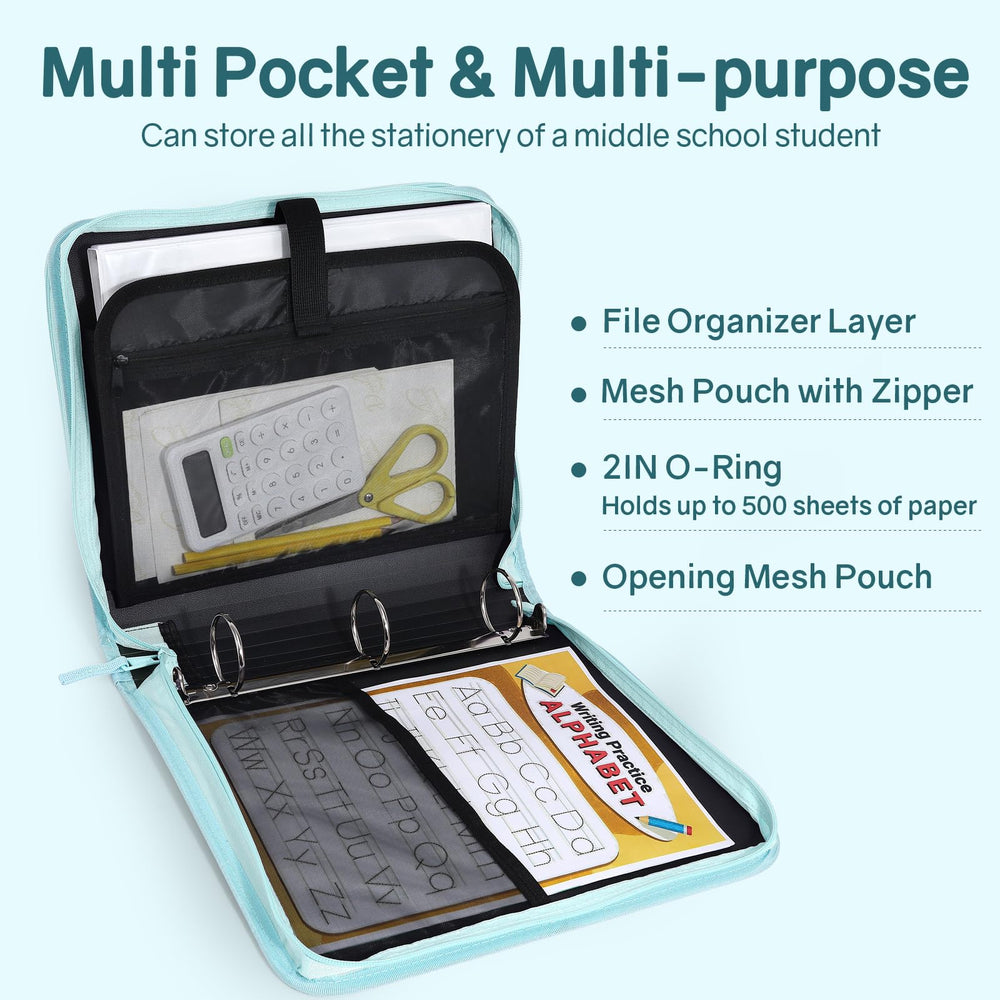 SUNEE interior view with 2-inch metal O-rings keeping papers tightly secured