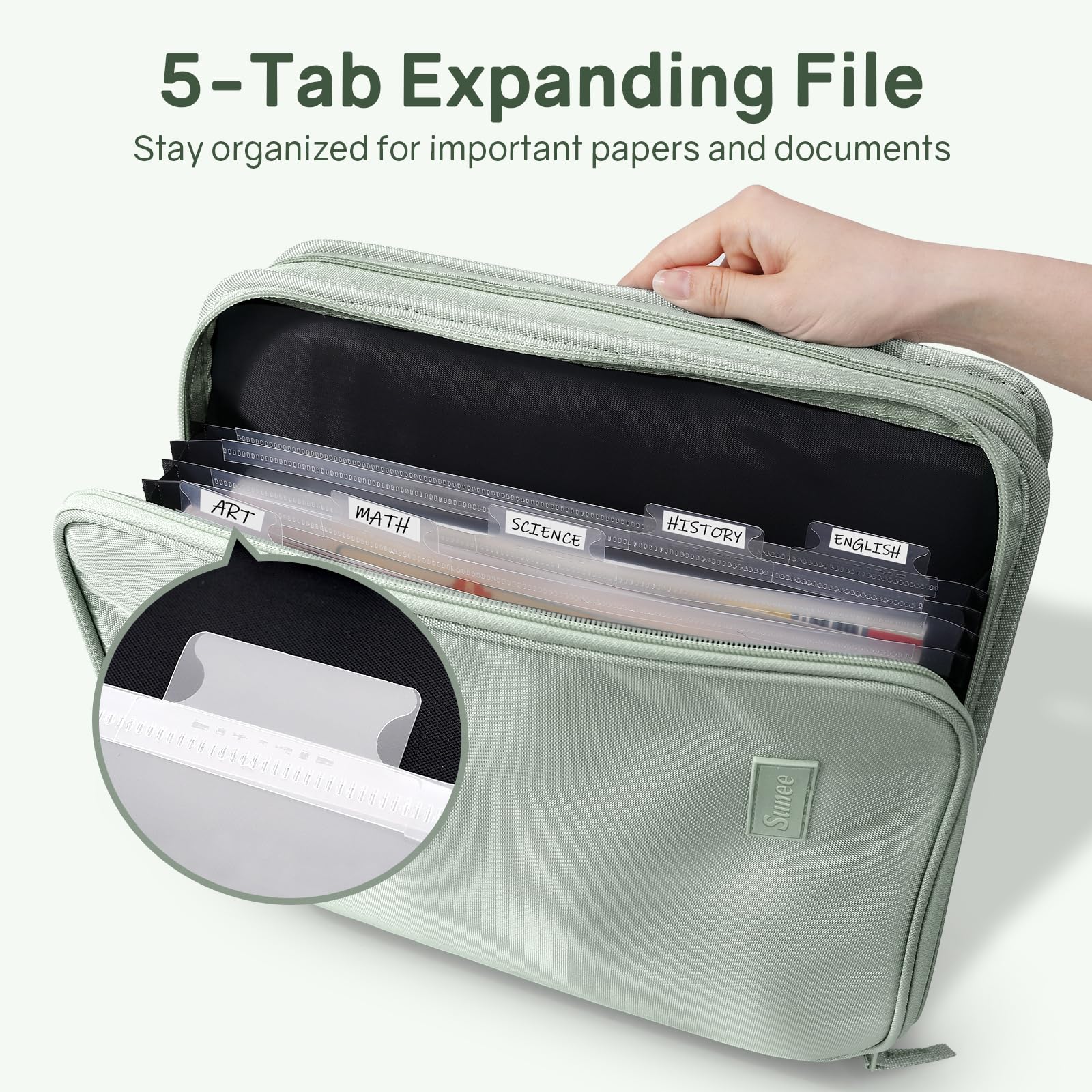 SUNEE open binder showing 2-inch 3-ring O-rings for high-capacity organization