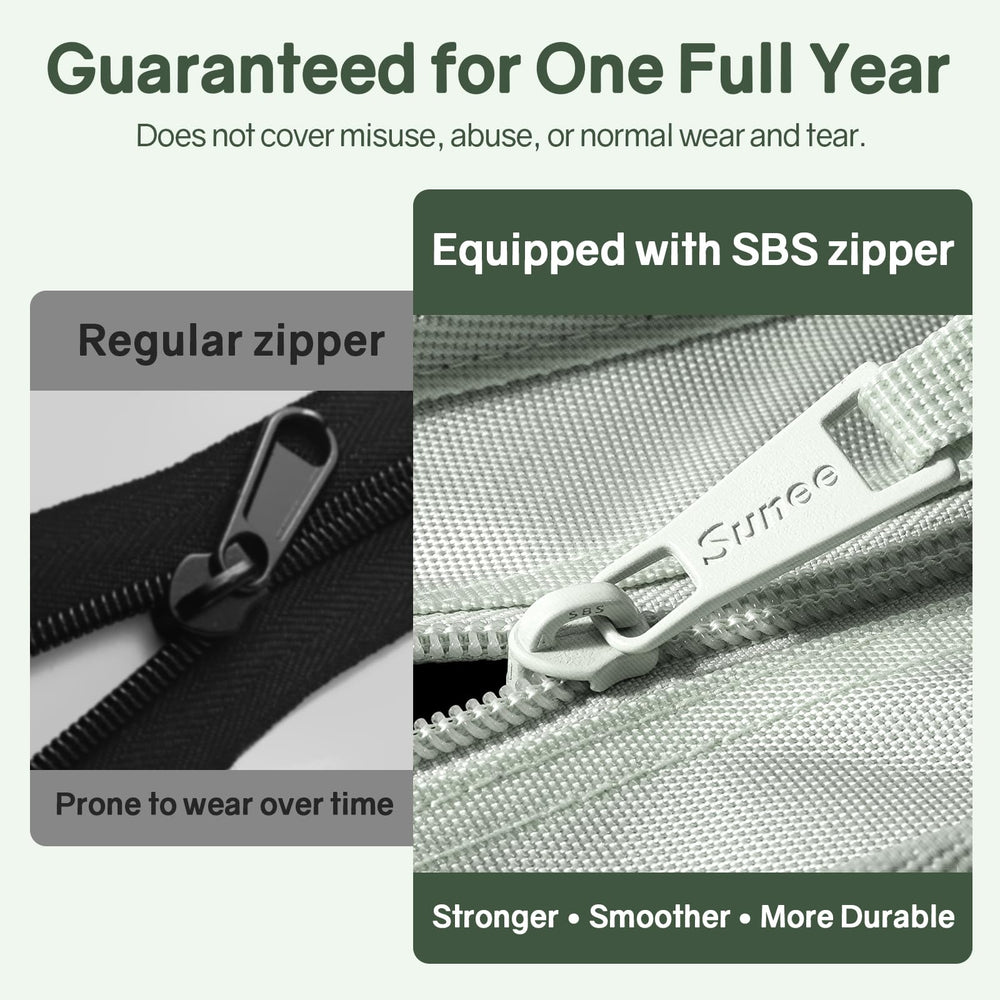 SUNEE reinforced handle and SBS zipper close-up providing durable carry reliability