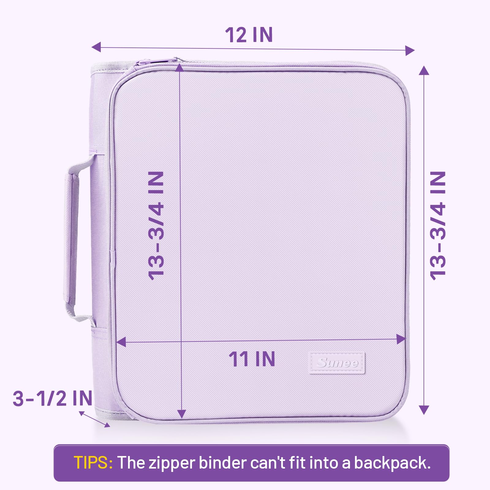 SUNEE reinforced handle stitched to binder for comfortable reliable carrying