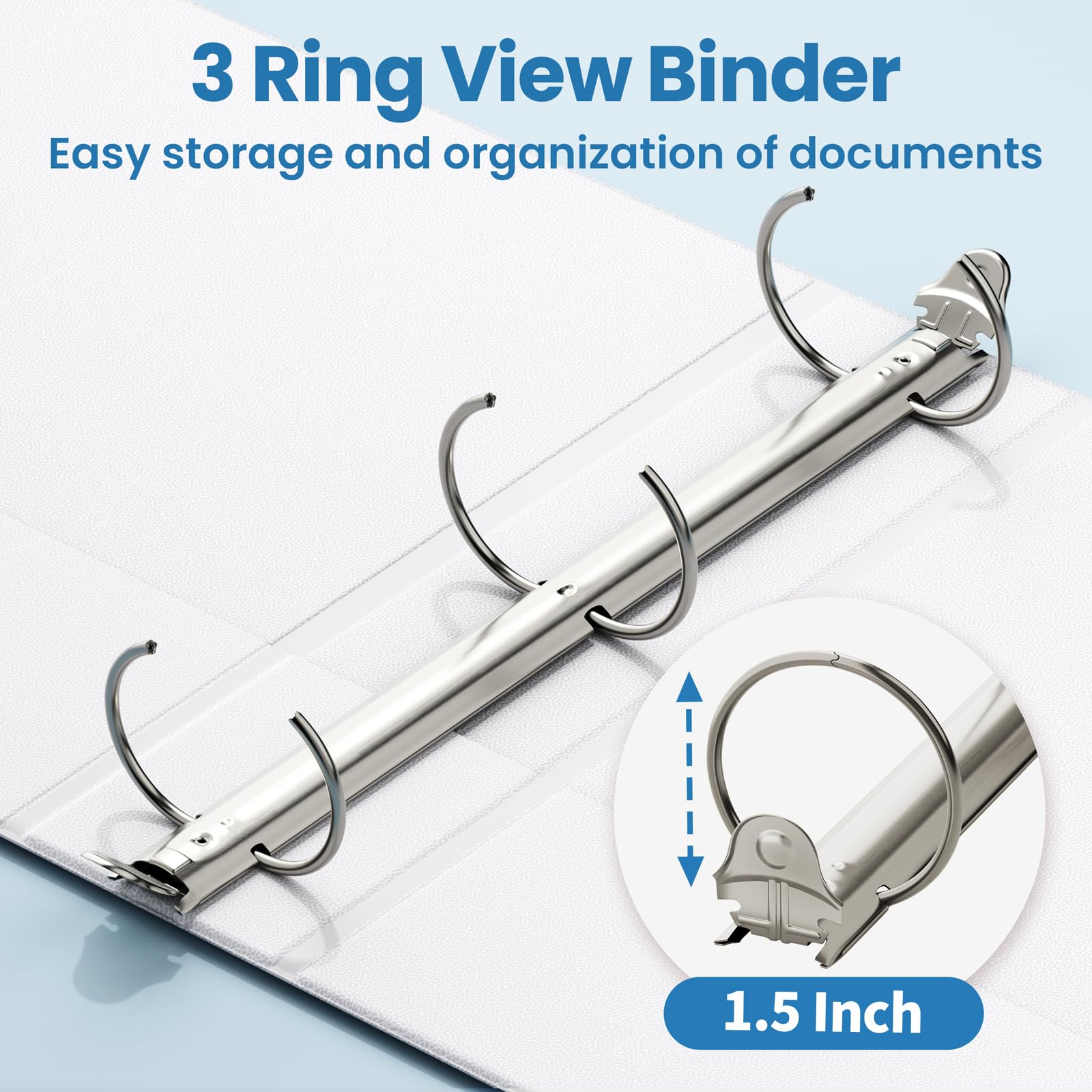 SUNEE three-ring mechanism closeup with smooth release for safe use
