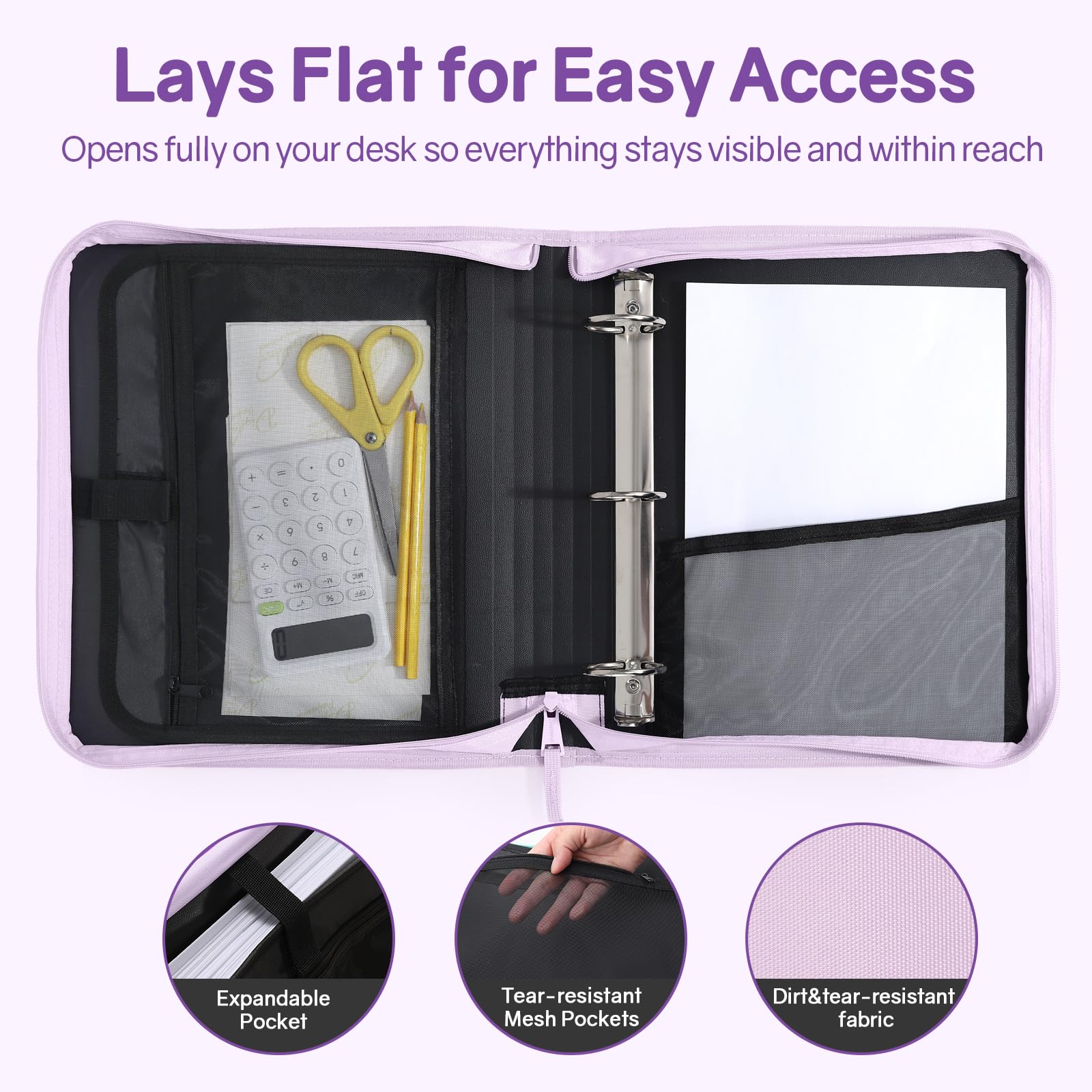SUNEE zippered pocket close-up protecting pens and small tools for safe storage