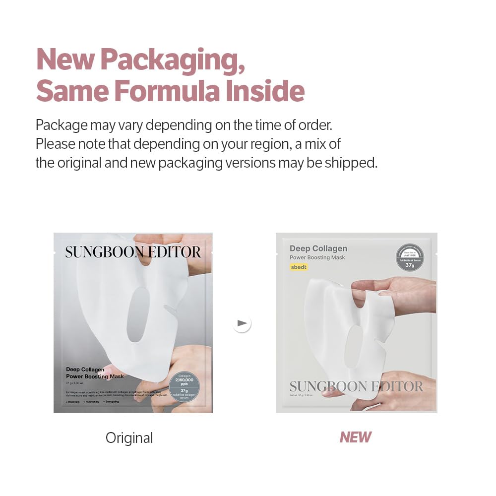 SUNGBOON EDITOR single hydrogel sheet displayed, hydrating delivery
