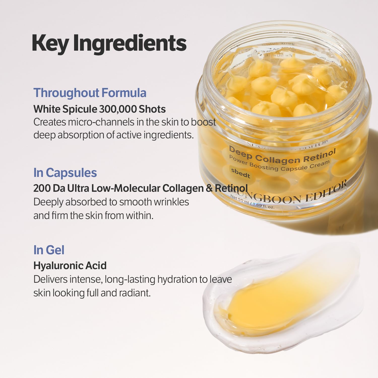 SUNGBOON EDITOR texture close-up showing smooth cream for hydration benefit