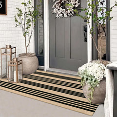 Sungea front view of striped mat showing welcoming entry benefit