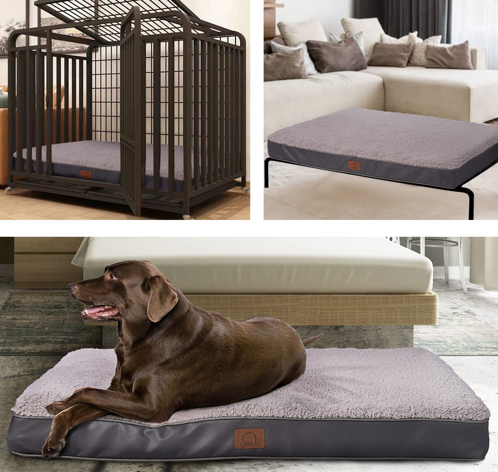 Sunheir lifestyle shot of a large dog using bed showing comfort and easy-clean cover
