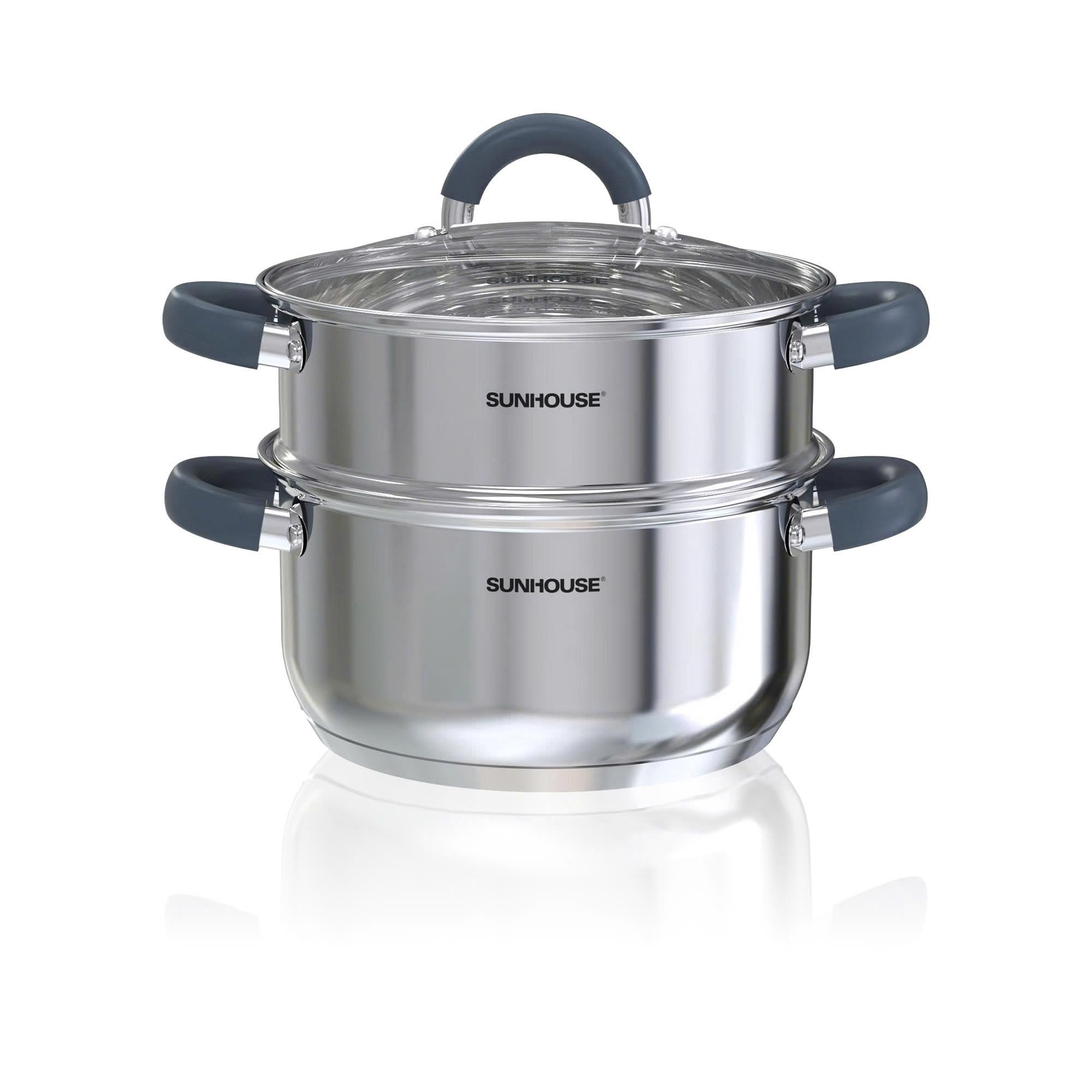 Sunhouse front view of 3QT steamer showing compact, durable design and fast heating