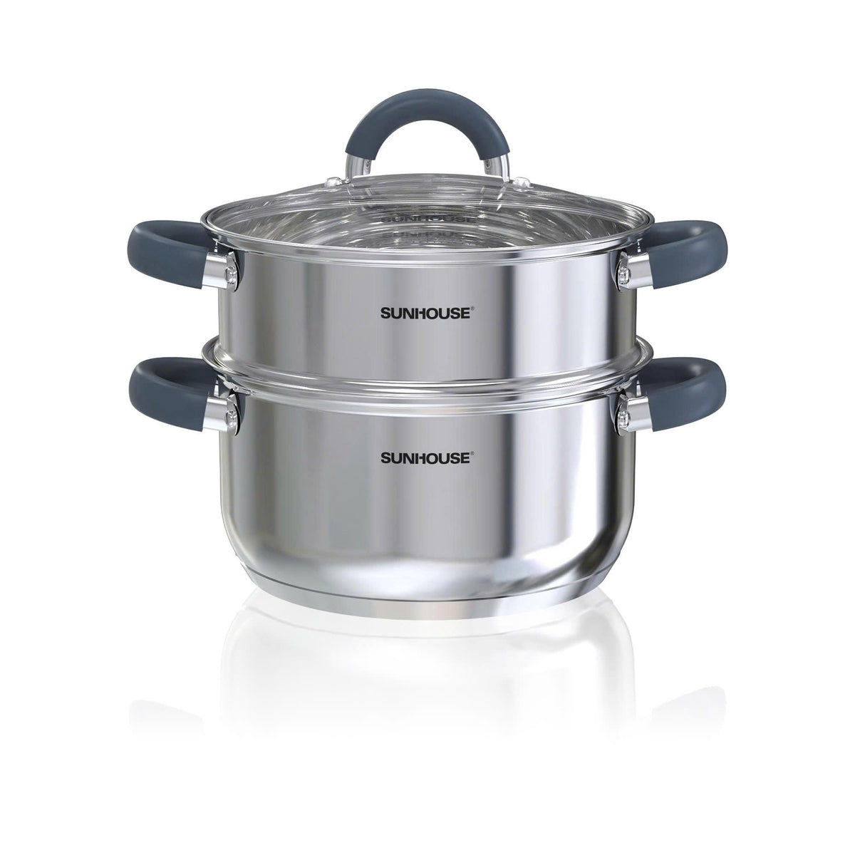 Sunhouse front view of 3QT steamer showing compact, durable design and fast heating
