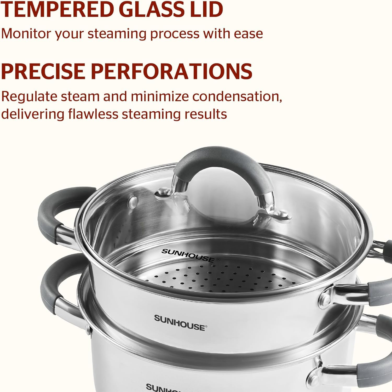 Sunhouse steamer in oven illustrating oven-safe versatility and finishing capability