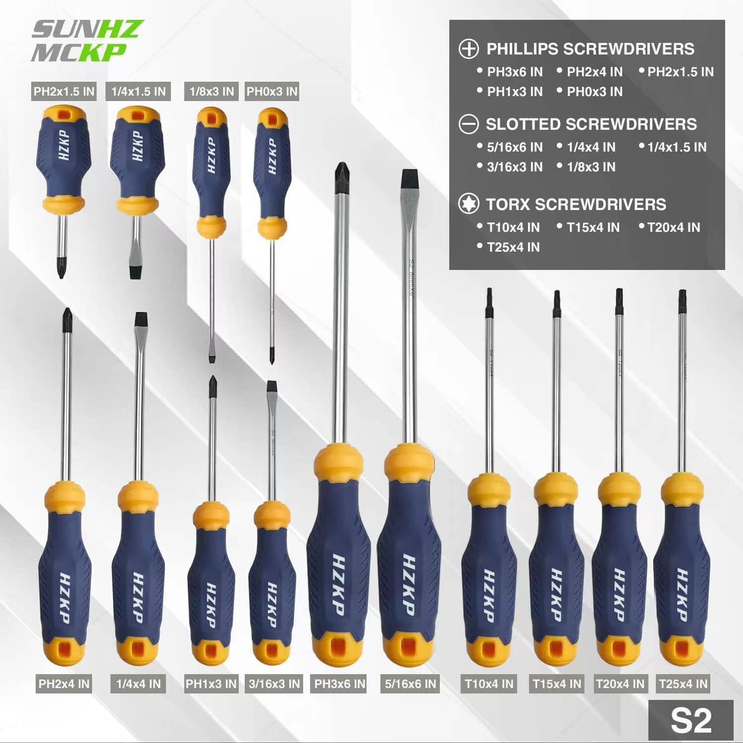 SUNHZ MCKP assorted S2 alloy bits laid out showing variety and durability