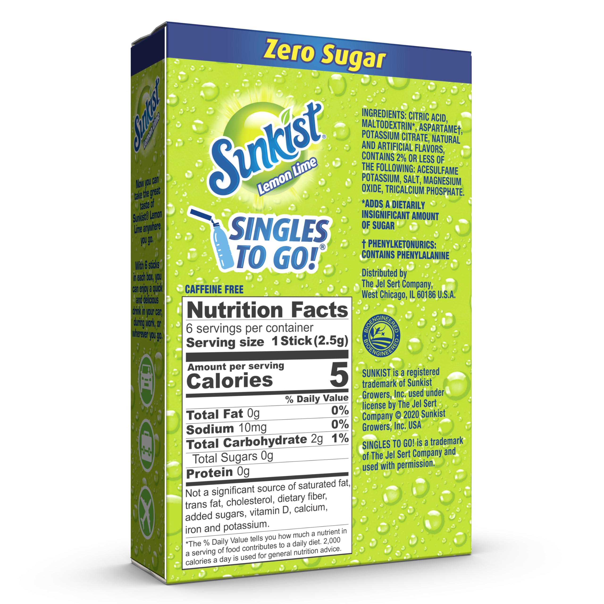 SINGLES TO GO! Sunkist Lemon Lime packet poured into bottle showing quick flavored hydration