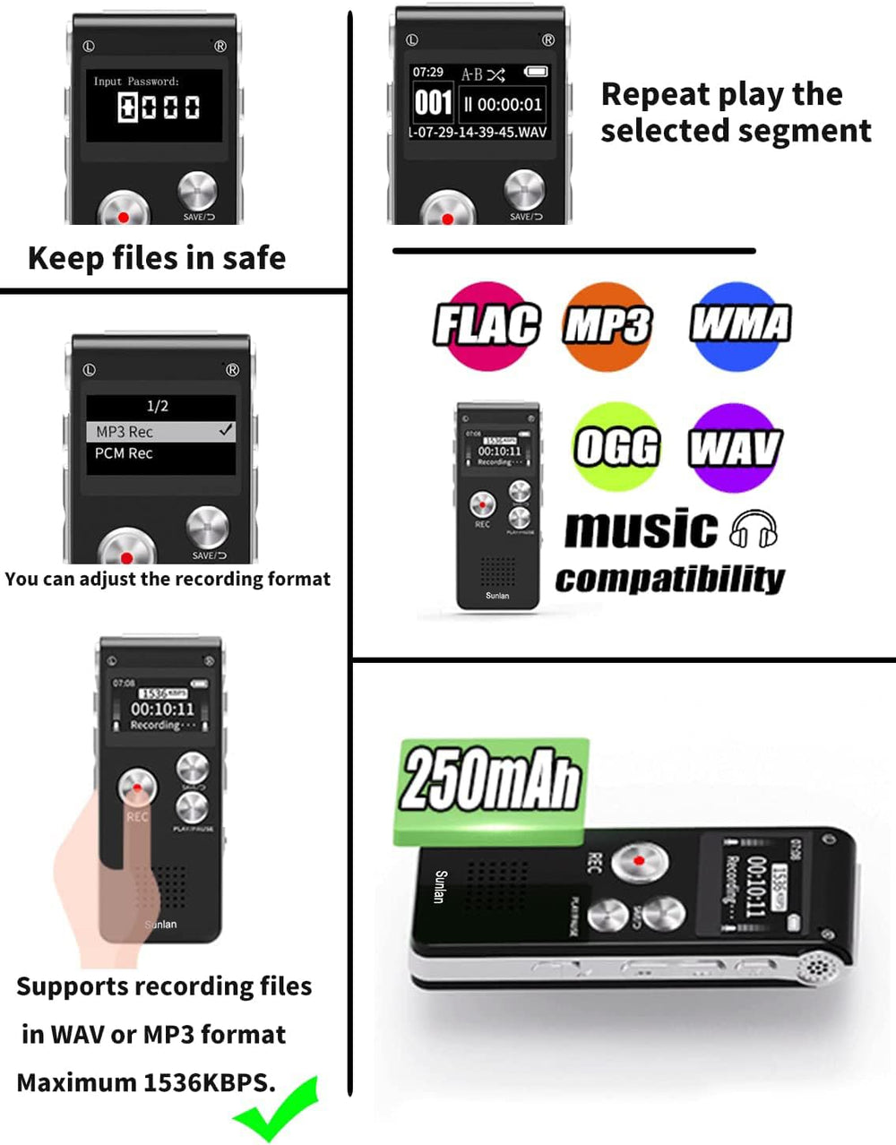 Sunlan close-up microphone grille capturing clear voice detail