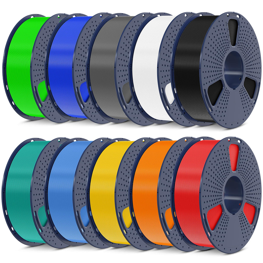 SUNLU filament pack front view showing ten colorful spools and convenience