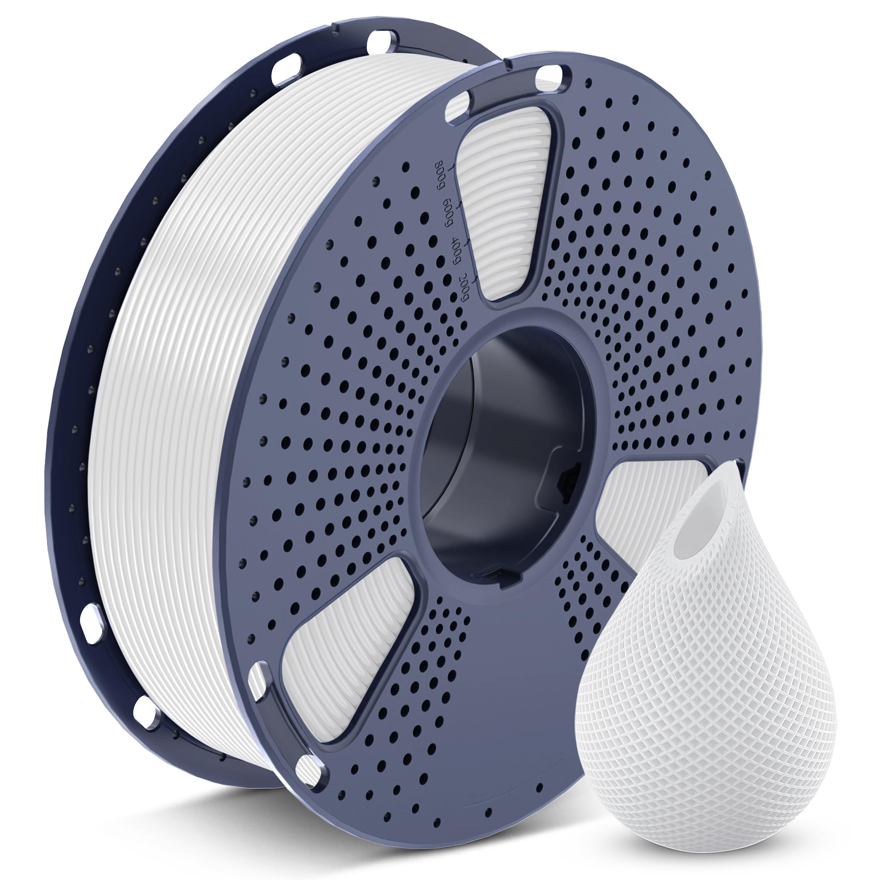 SUNLU white PETG front spool showing clean winding and ready-to-print benefit