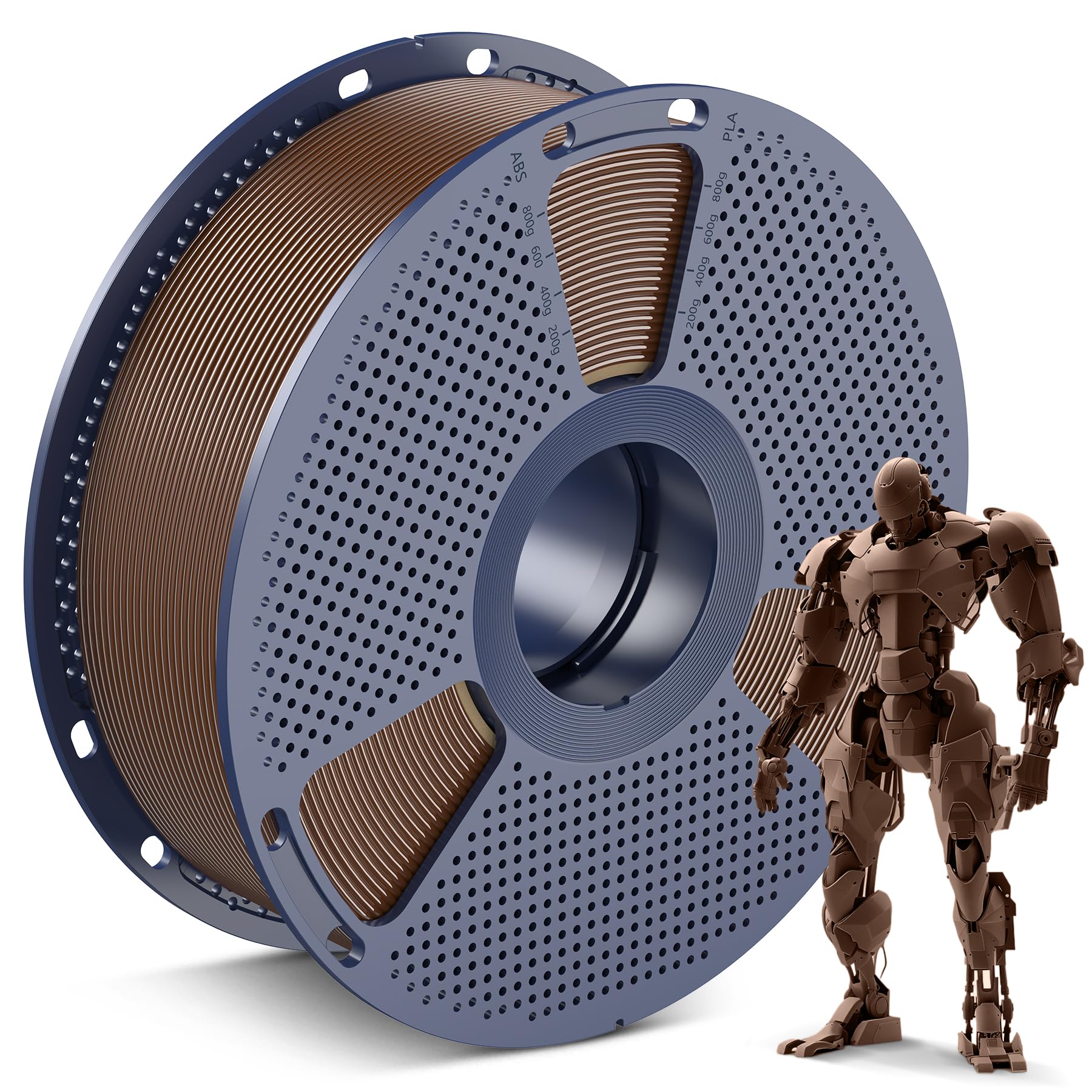 SUNLU brown PLA front packaging showing spool and label for clear identification and convenience