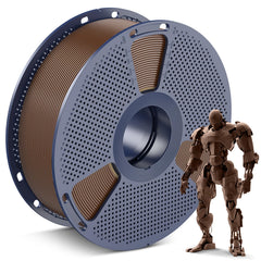 SUNLU brown PLA front packaging showing spool and label for clear identification and convenience