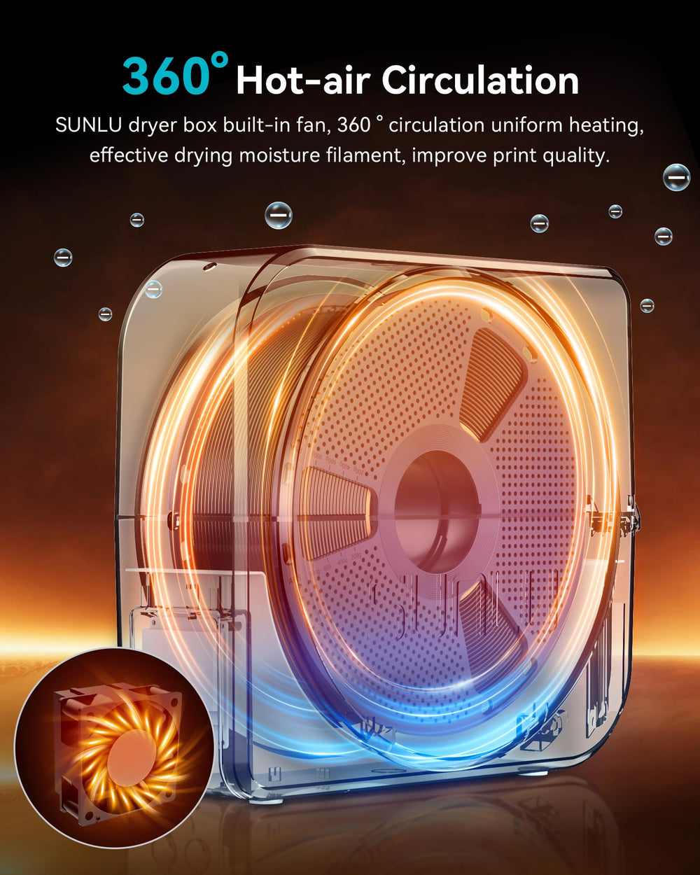 SUNLU S1 Plus 2-inch LCD closeup showing temperature time humidity for control