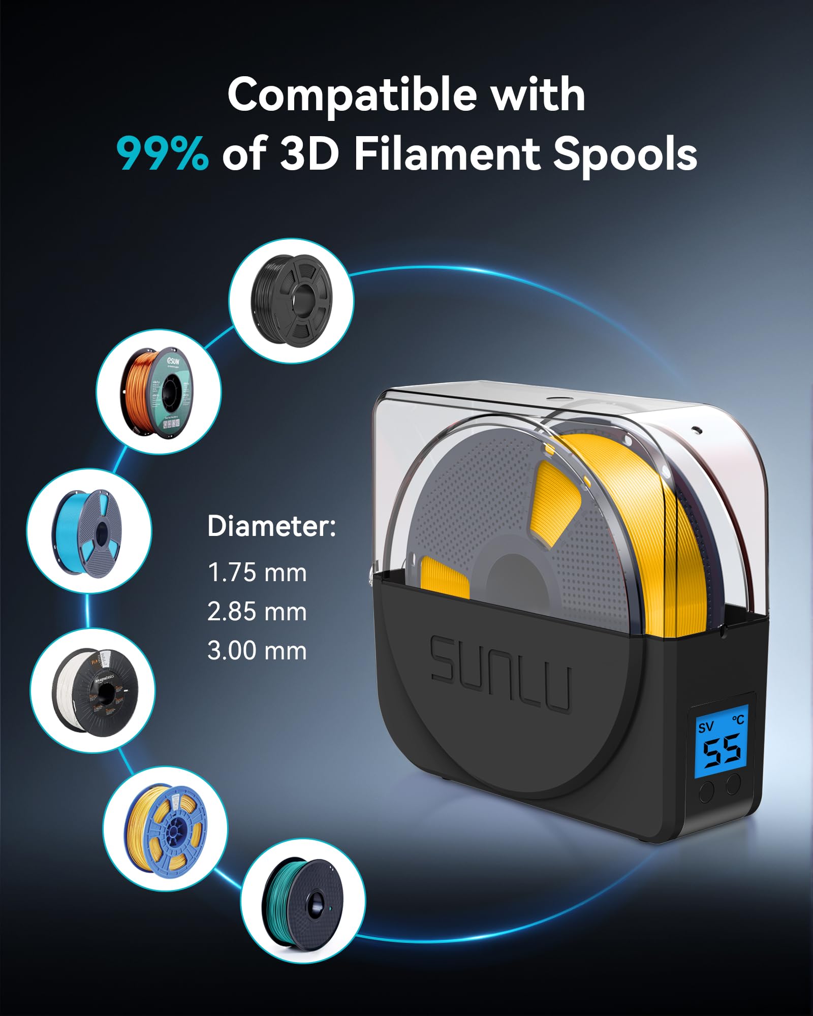 SUNLU S1 Plus control buttons and display for easy temperature and time setup