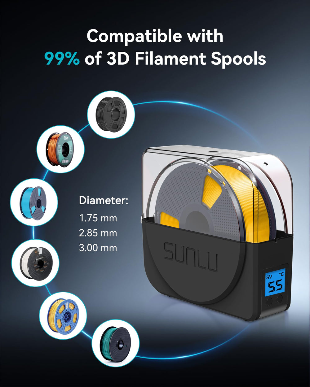 SUNLU S1 Plus control buttons and display for easy temperature and time setup