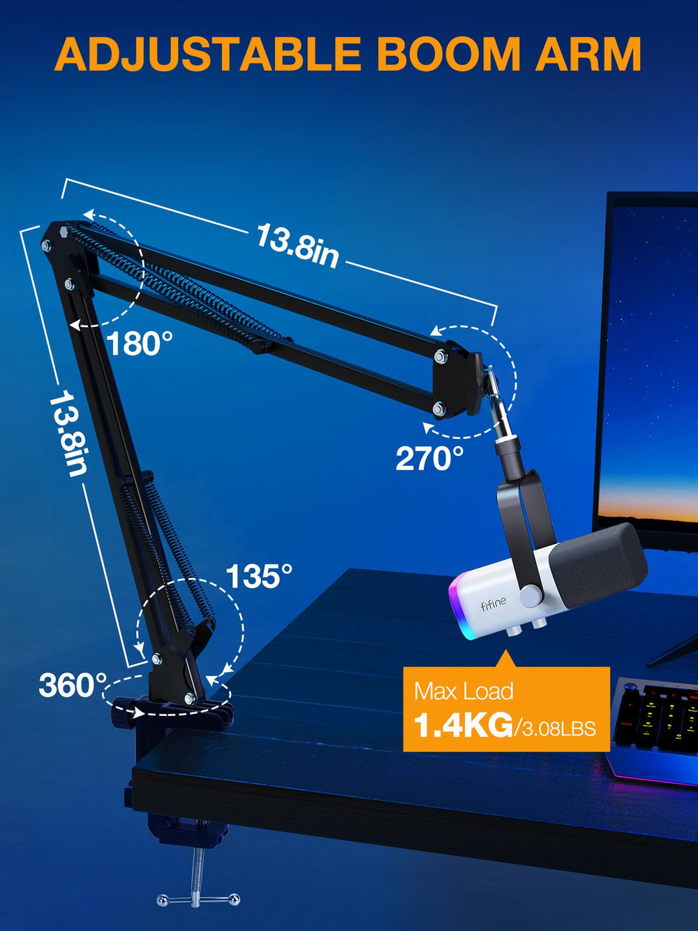SUNMON dual spring mechanism close-up providing smooth, steady positioning