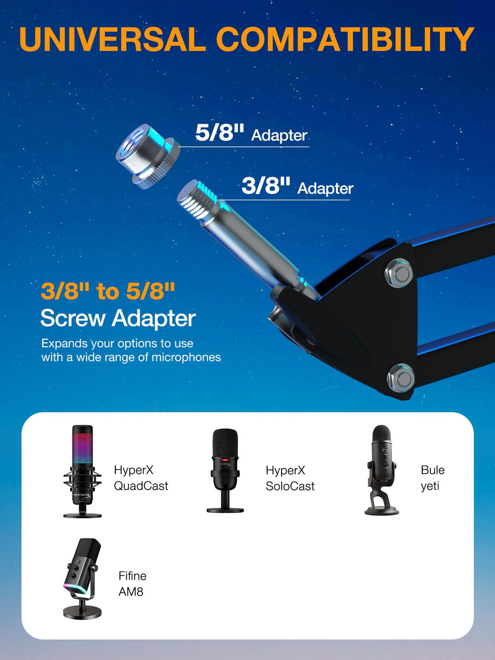 SUNMON 3/8-to-5/8 thread adapter detail enabling wide mic compatibility
