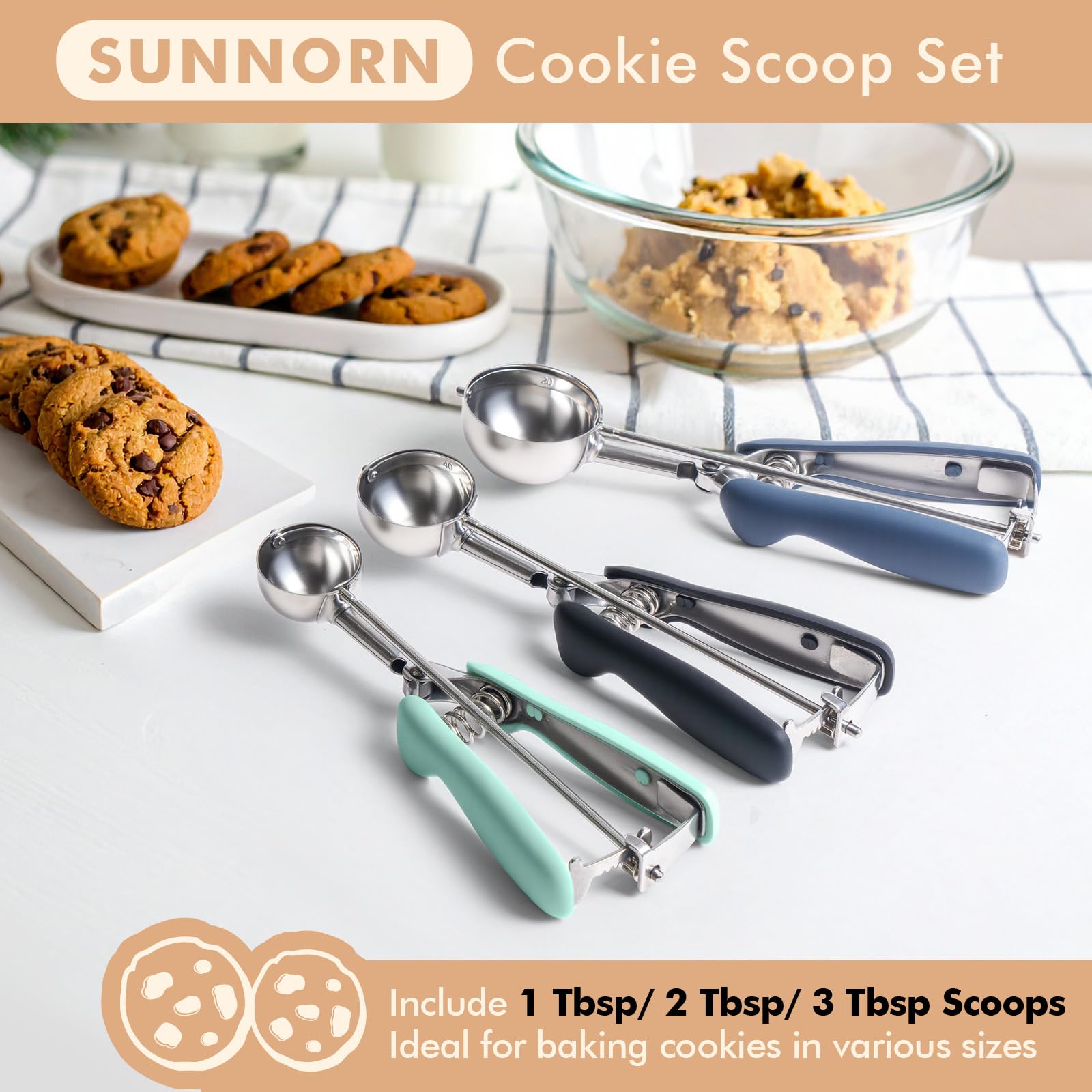 SUNNORN stacked scoops hanging for compact storage and convenient kitchen organization