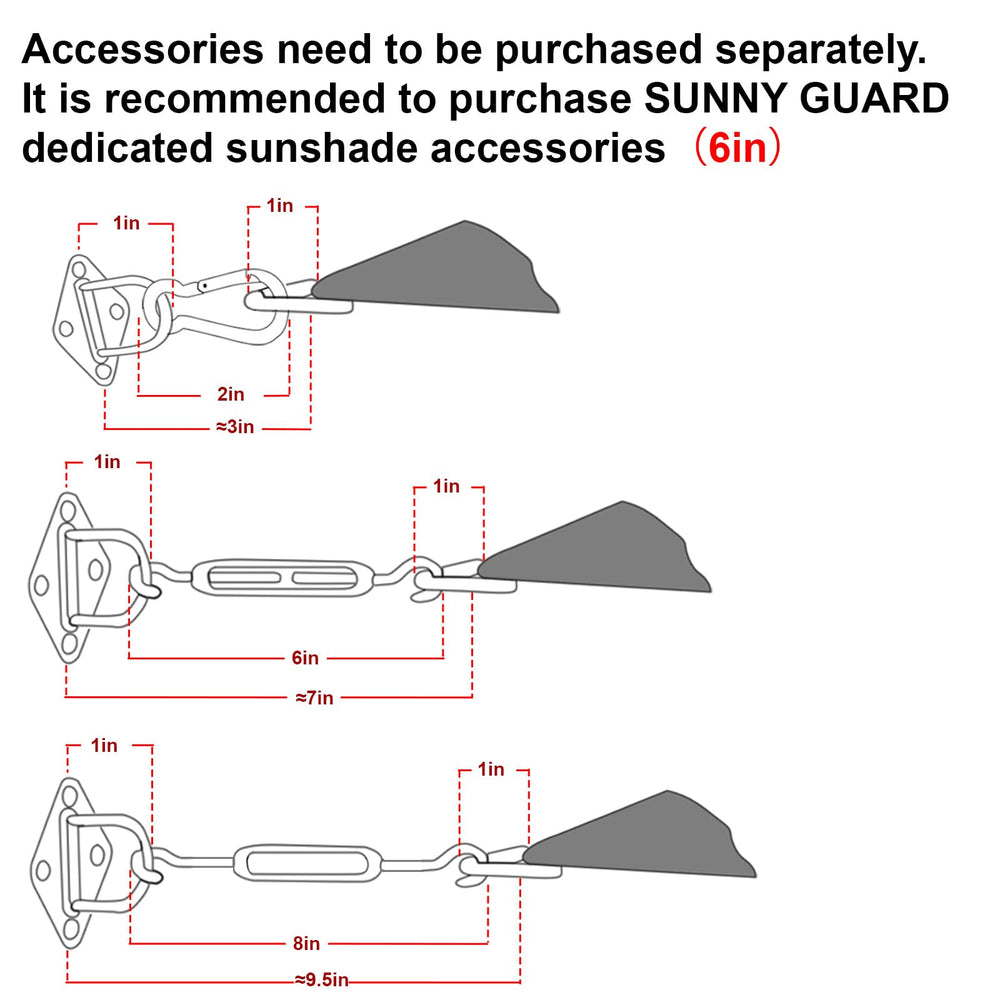 SUNNY GUARD reinforced corner eyelet detail offering secure, durable anchoring