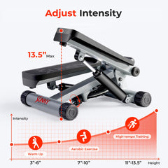 Sunny Health & Fitness stepper with resistance bands attached for full-body benefit