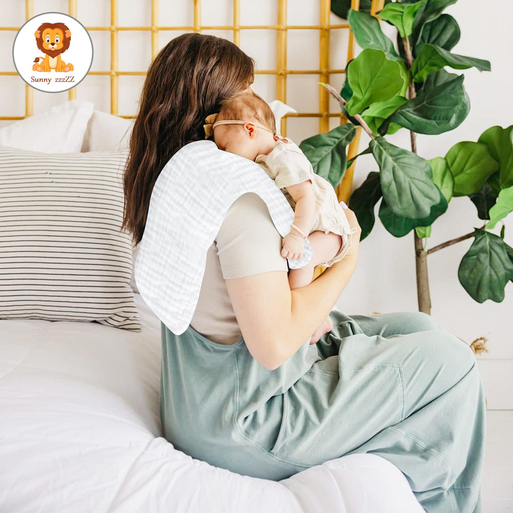 Sunny zzzZZ burp cloth in nursery scene highlighting versatility and convenience