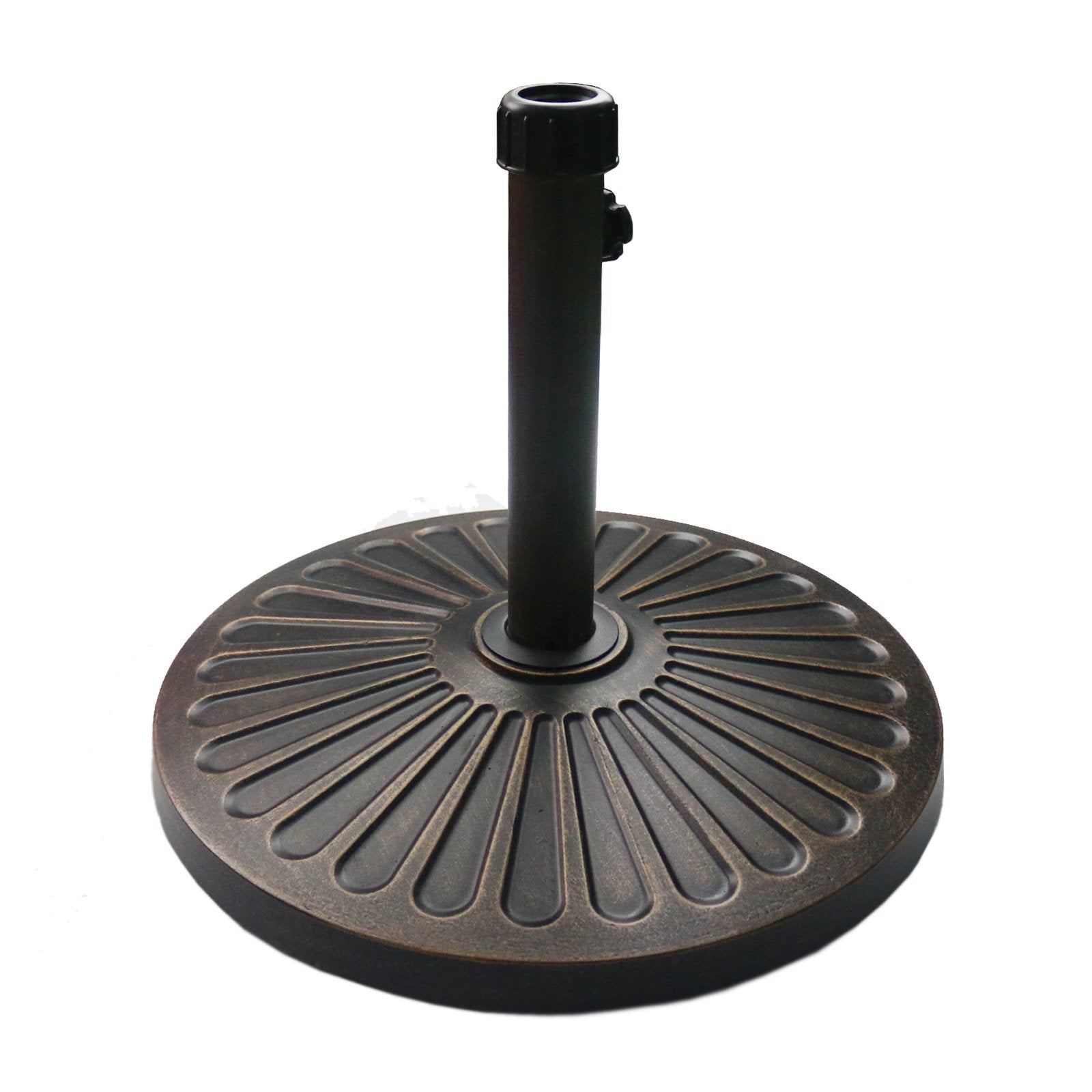 Sunnyglade front view showing antiqued bronze finish and decorative pattern, enhances patio style