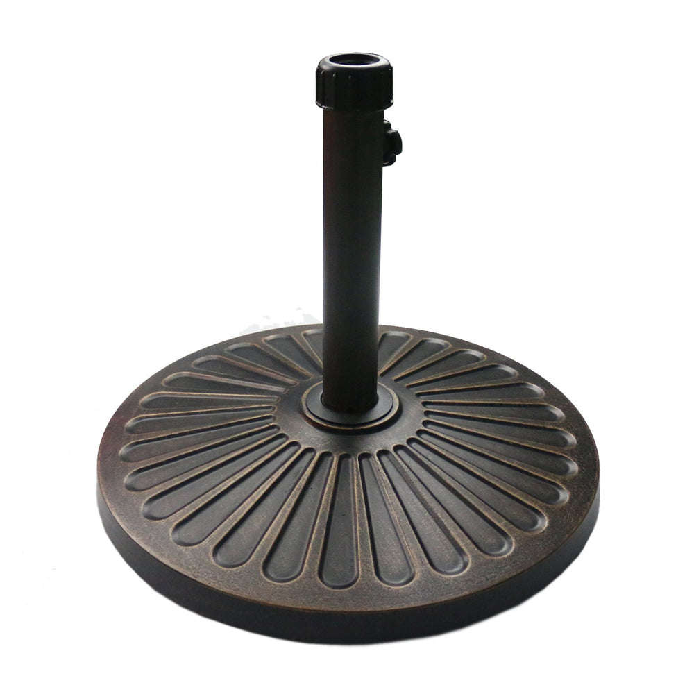 Sunnyglade front view showing antiqued bronze finish and decorative pattern, enhances patio style
