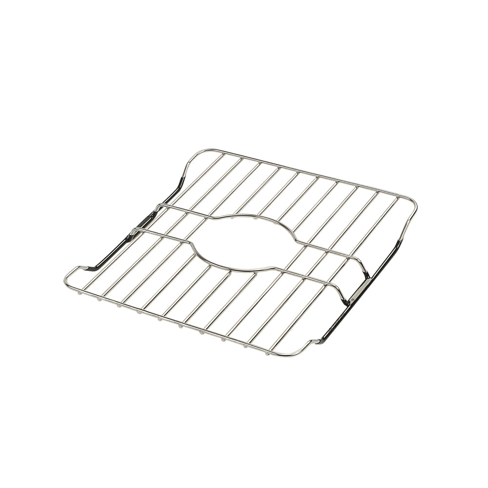 SunnyPoint front view of stainless steel rack showing full grid and finish, protects sink