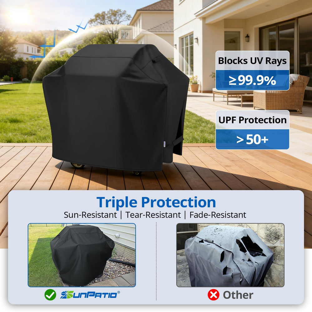 SunPatio adjustable straps securing cover against wind
