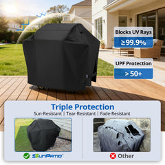 SunPatio adjustable straps securing cover against wind