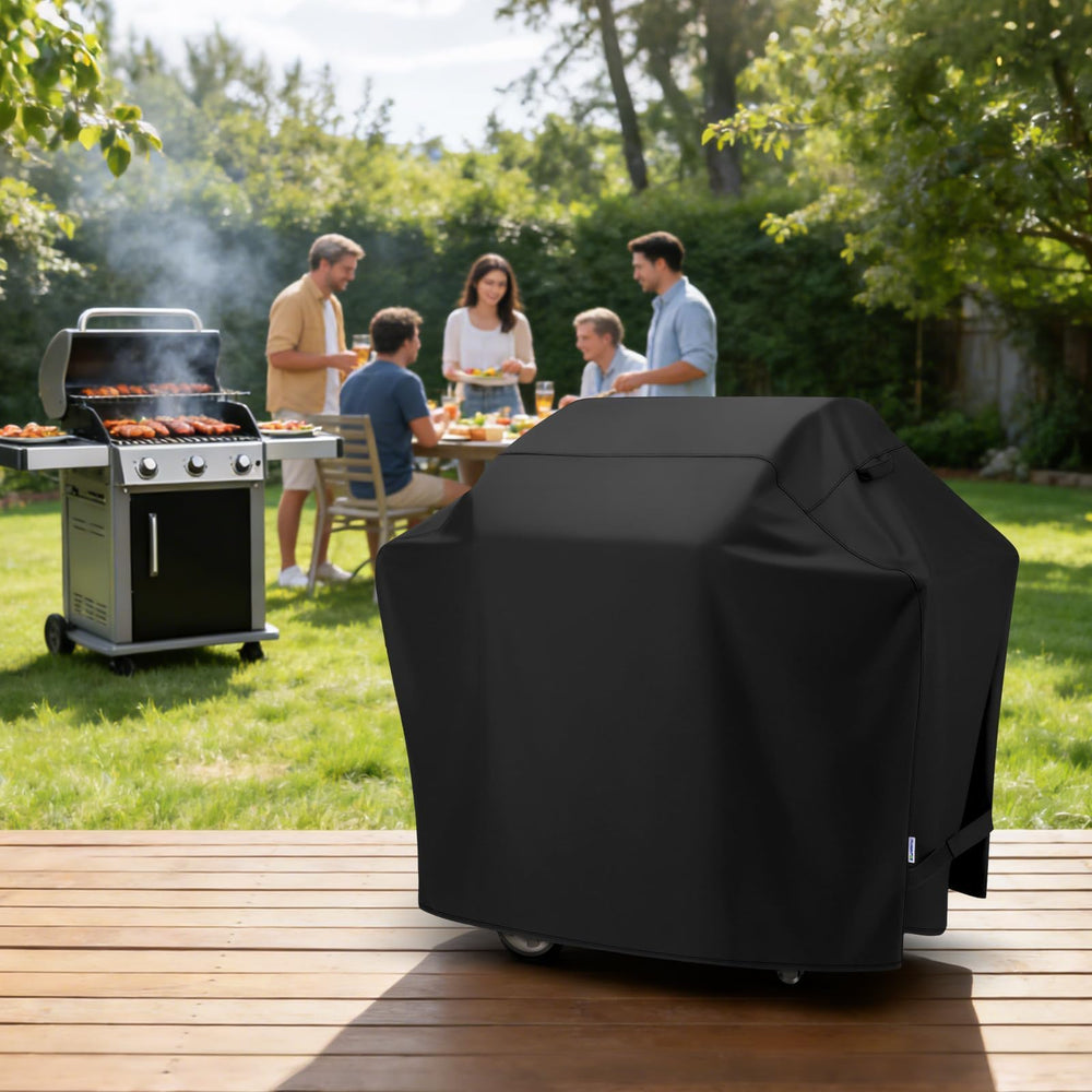 SunPatio fit demonstration on grill showing correct dimensions