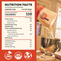 Close-up of Sunrise Flour Mill bag texture highlighting unbleached flour quality