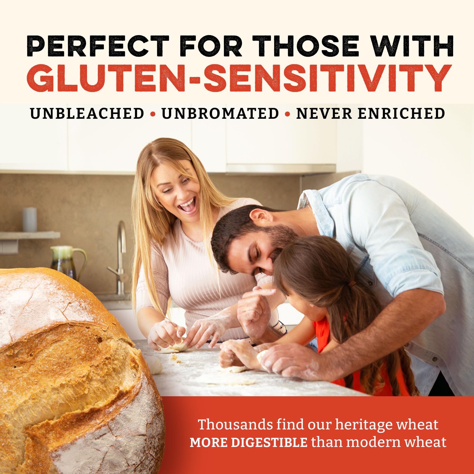 Hands kneading dough with Sunrise Flour Mill flour demonstrating strong gluten development