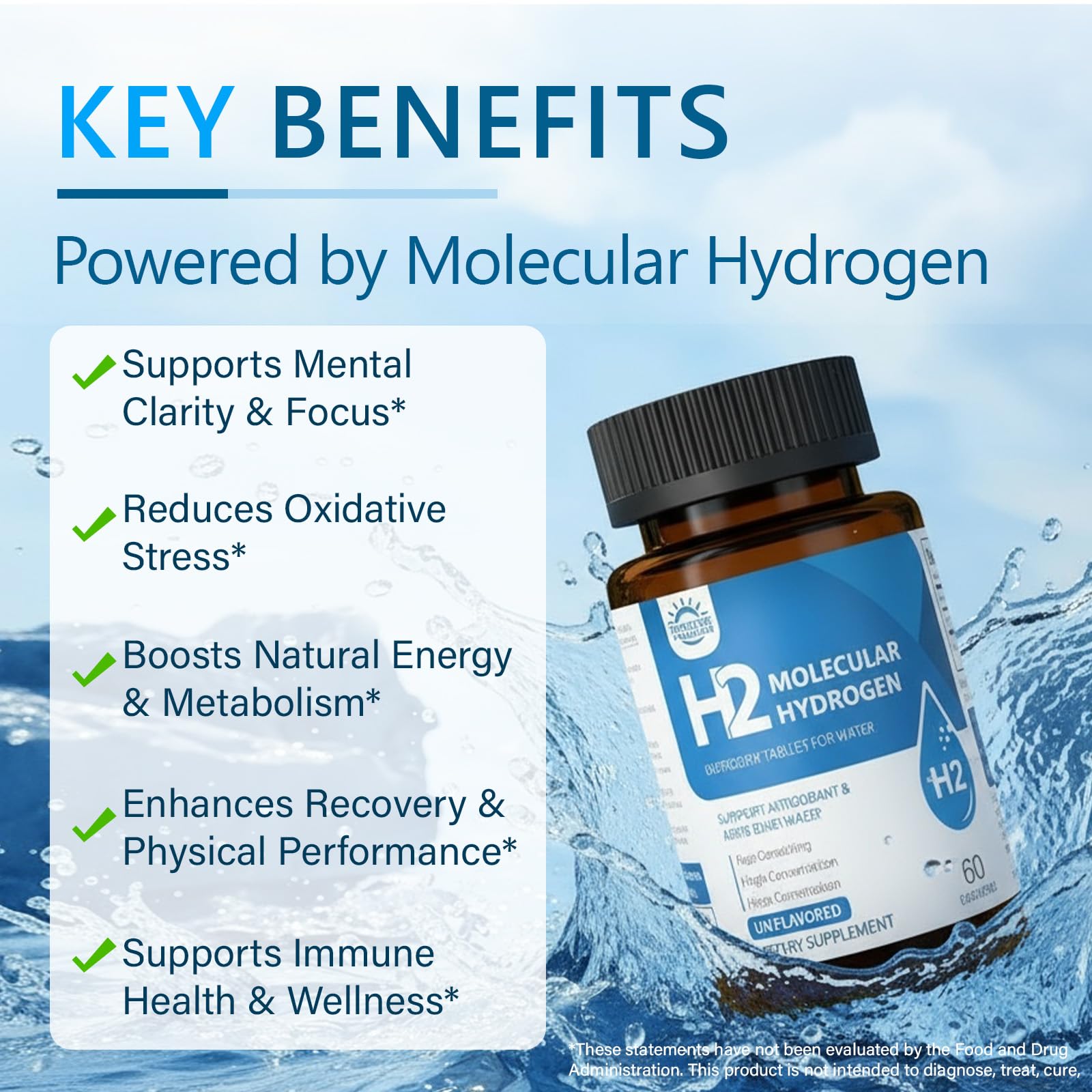 Sunshine & Rain tablet dissolving in water showing rapid hydrogen release