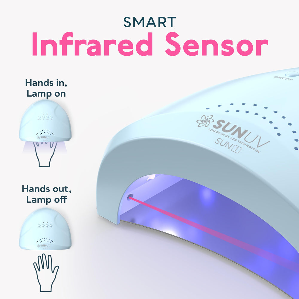 SUNUV removable base detail illustrating easy cleaning and toe access benefit
