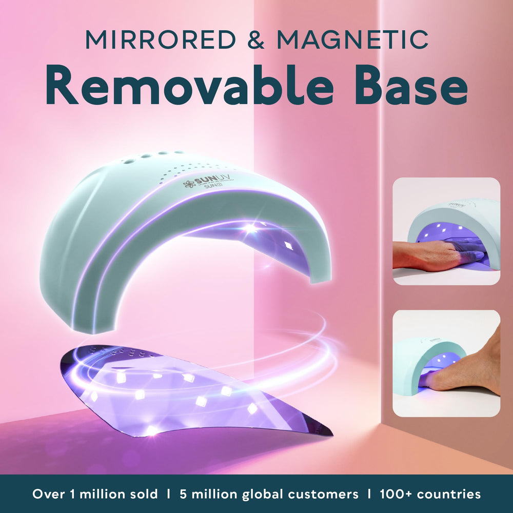 SUNUV beside a hand to show scale and compact portability benefit